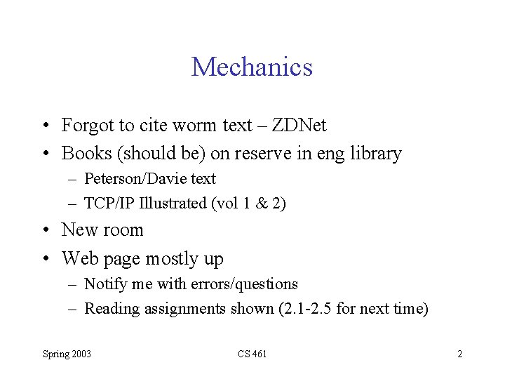 Mechanics • Forgot to cite worm text – ZDNet • Books (should be) on