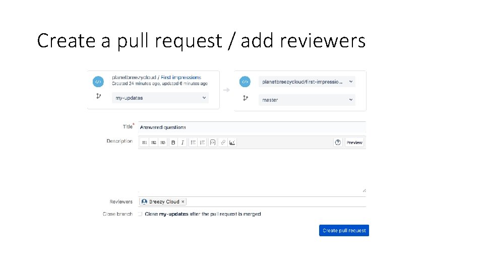 Create a pull request / add reviewers 