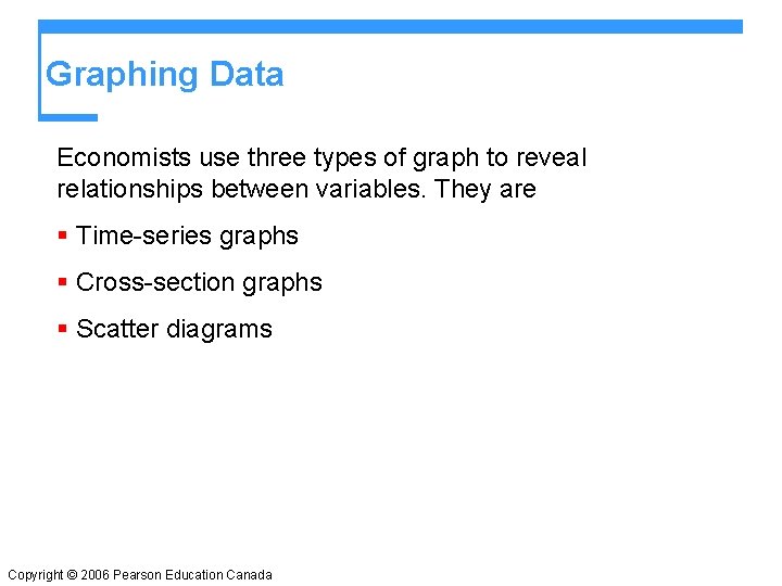 Graphing Data Economists use three types of graph to reveal relationships between variables. They