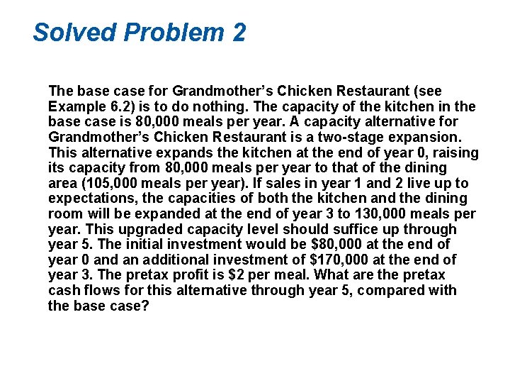 Solved Problem 2 The base case for Grandmother’s Chicken Restaurant (see Example 6. 2)