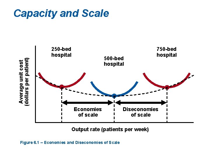 Average unit cost (dollars per patient) Capacity and Scale 250 -bed hospital 500 -bed