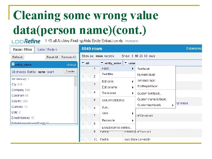 Cleaning some wrong value data(person name)(cont. ) 