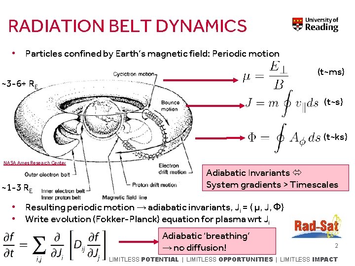 RADIATION BELT DYNAMICS • Particles confined by Earth’s magnetic field: Periodic motion (t~ms) ~3