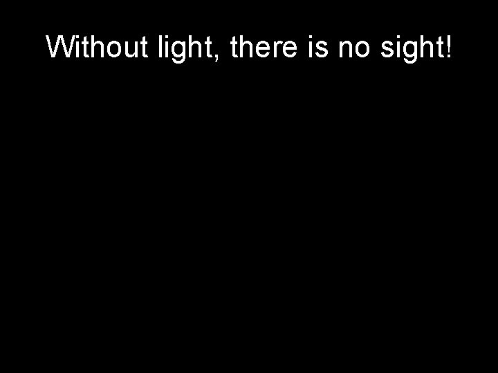 Without light, there is no sight! 
