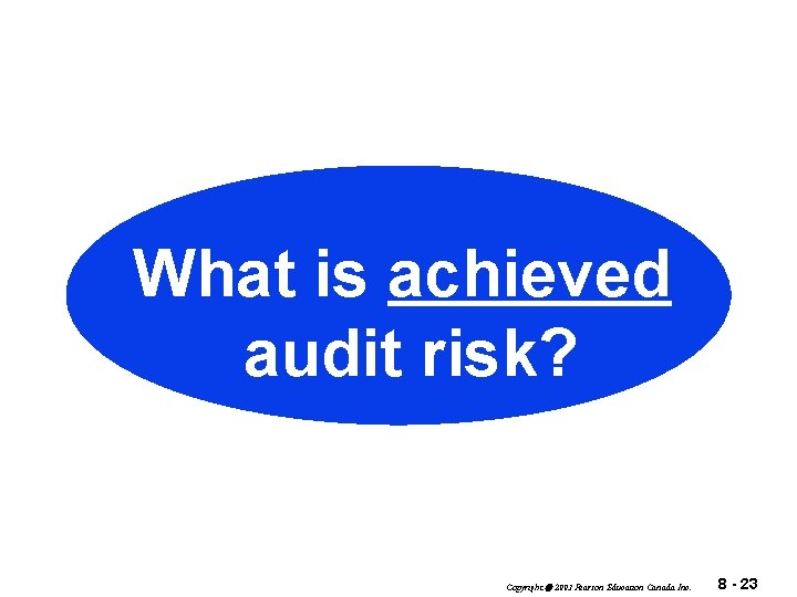 What is achieved audit risk? Copyright 2003 Pearson Education Canada Inc. 8 - 23