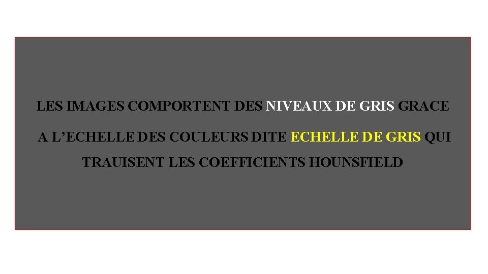 LES IMAGES COMPORTENT DES NIVEAUX DE GRIS GRACE A L’ECHELLE DES COULEURS DITE ECHELLE