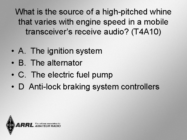 What is the source of a high-pitched whine that varies with engine speed in