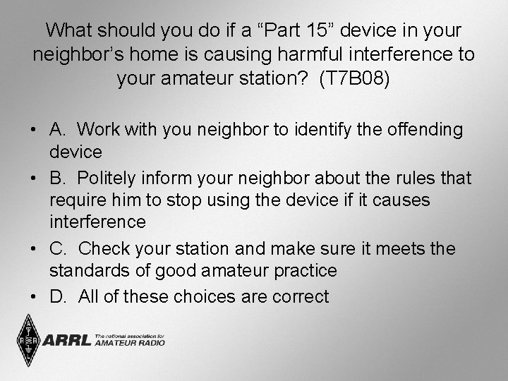 What should you do if a “Part 15” device in your neighbor’s home is