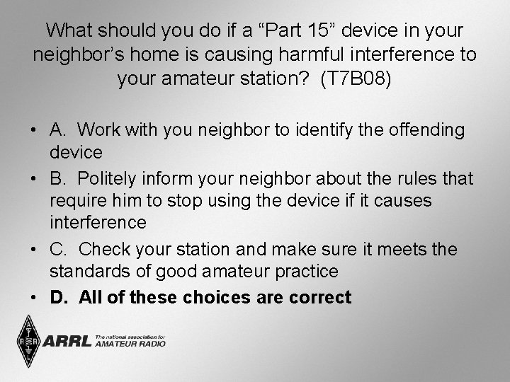 What should you do if a “Part 15” device in your neighbor’s home is