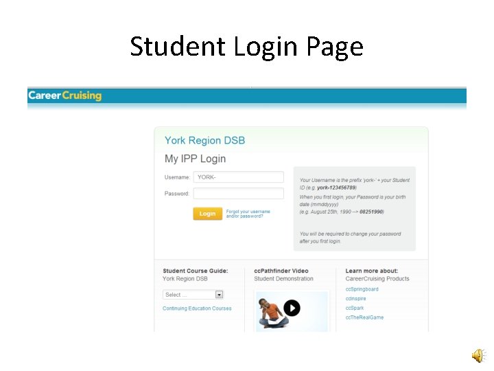 Student Login Page 