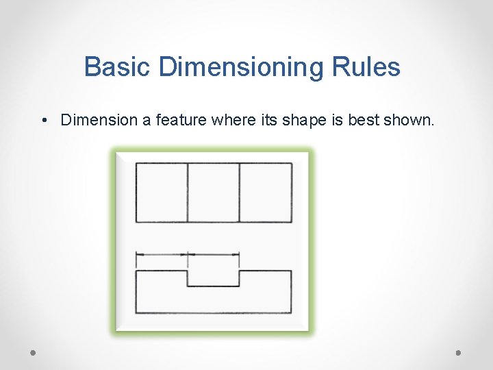 Basic Dimensioning Rules • Dimension a feature where its shape is best shown. 
