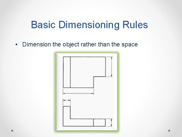 Basic Dimensioning Rules • Dimension the object rather than the space 