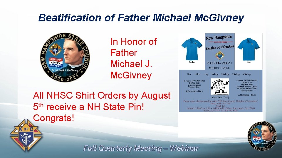 Beatification of Father Michael Mc. Givney In Honor of Father Michael J. Mc. Givney