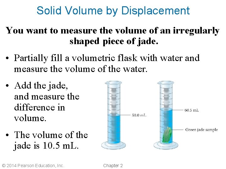 Solid Volume by Displacement You want to measure the volume of an irregularly shaped