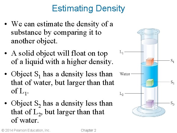 Estimating Density • We can estimate the density of a substance by comparing it