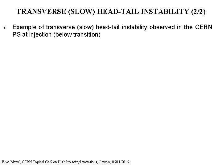 TRANSVERSE (SLOW) HEAD-TAIL INSTABILITY (2/2) u Example of transverse (slow) head-tail instability observed in