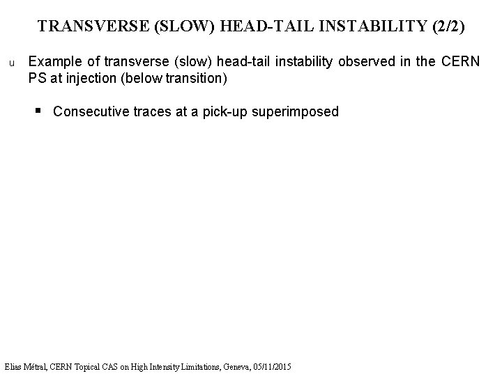 TRANSVERSE (SLOW) HEAD-TAIL INSTABILITY (2/2) u Example of transverse (slow) head-tail instability observed in