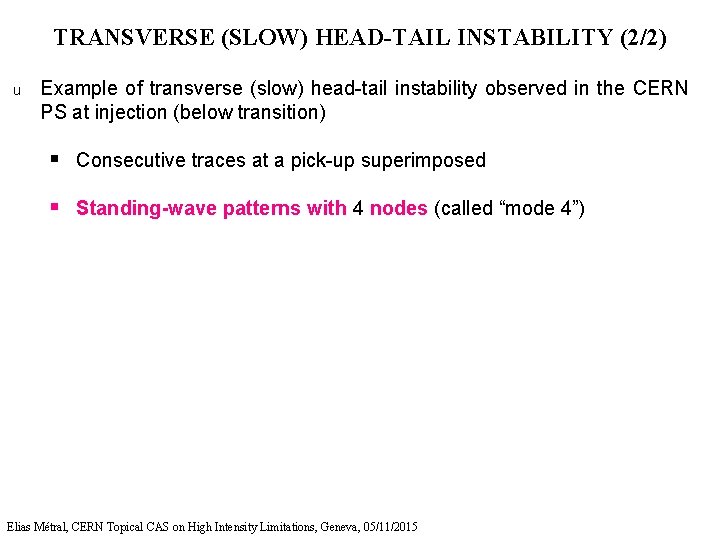 TRANSVERSE (SLOW) HEAD-TAIL INSTABILITY (2/2) u Example of transverse (slow) head-tail instability observed in