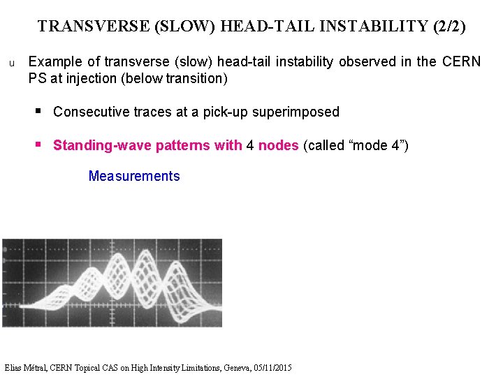 TRANSVERSE (SLOW) HEAD-TAIL INSTABILITY (2/2) u Example of transverse (slow) head-tail instability observed in