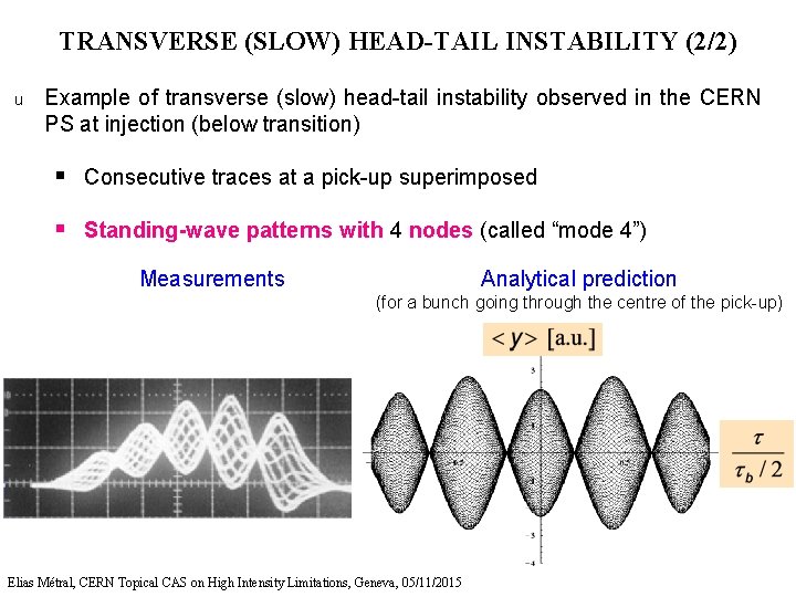 TRANSVERSE (SLOW) HEAD-TAIL INSTABILITY (2/2) u Example of transverse (slow) head-tail instability observed in