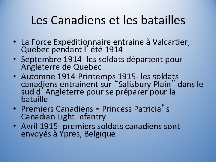 Les Canadiens et les batailles • La Force Expéditionnaire entraine à Valcartier, Quebec pendant