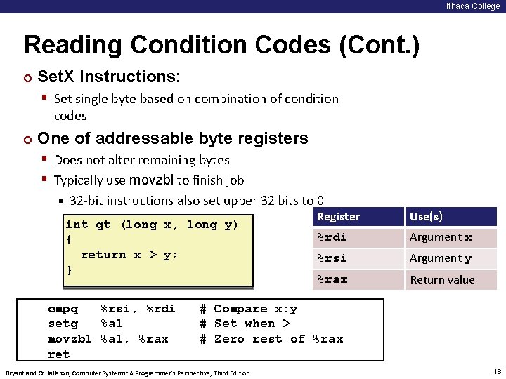 Ithaca College Reading Condition Codes (Cont. ) ¢ Set. X Instructions: § Set single