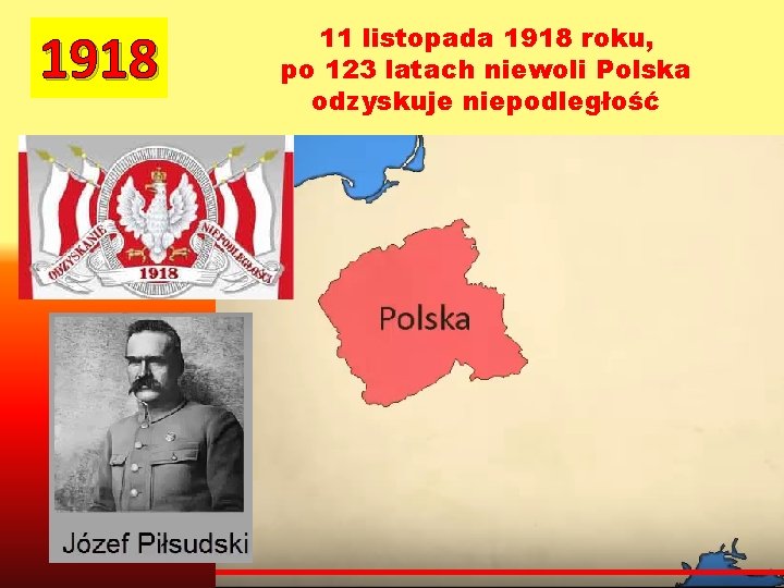 1918 11 listopada 1918 roku, po 123 latach niewoli Polska odzyskuje niepodległość 