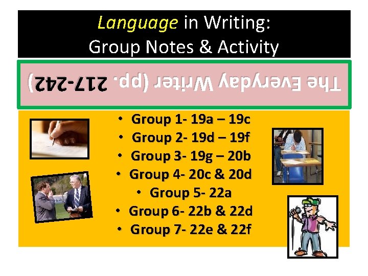 Language in Writing: Group Notes & Activity The Everyday Writer (pp. 217 -242) Group