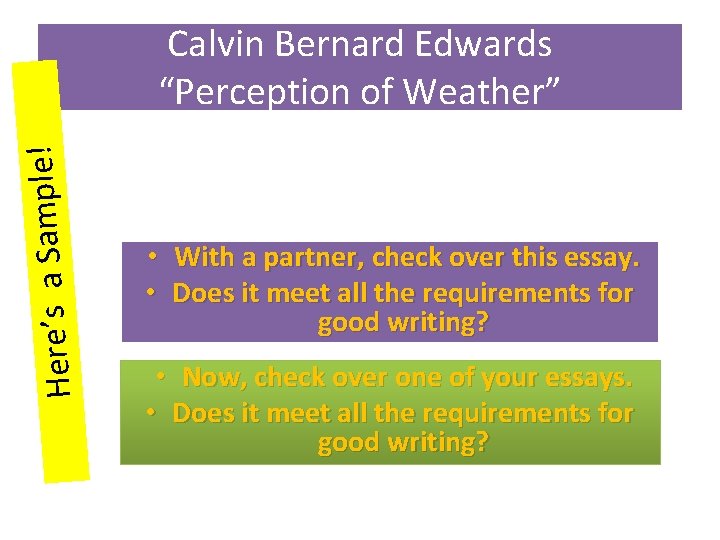 ! e l p m a S a Here’s Calvin Bernard Edwards “Perception of