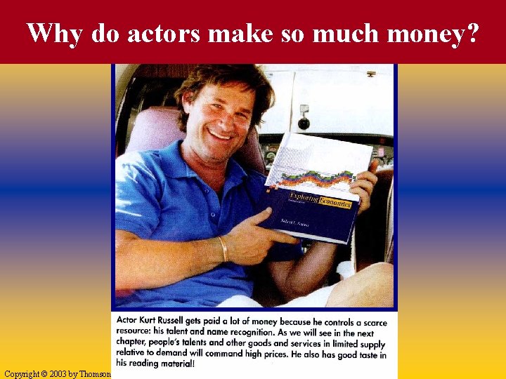 Why do actors make so much money? Copyright © 2003 by Thomson Learning, Inc.