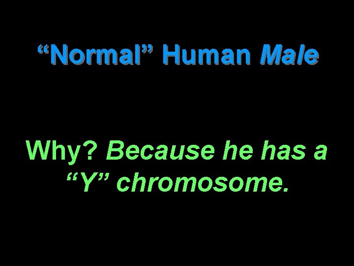 “Normal” Human Male Why? Because he has a “Y” chromosome. 