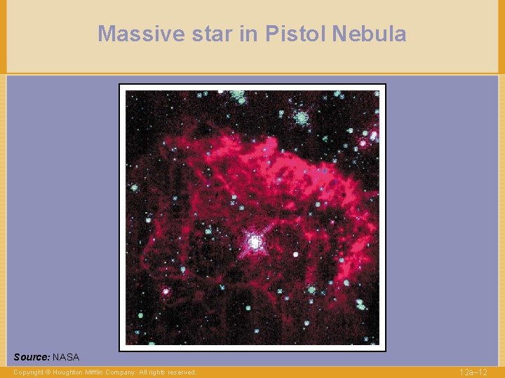 Massive star in Pistol Nebula Source: NASA Copyright © Houghton Mifflin Company. All rights