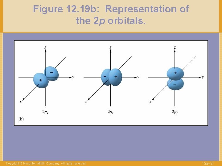 Figure 12. 19 b: Representation of the 2 p orbitals. Copyright © Houghton Mifflin