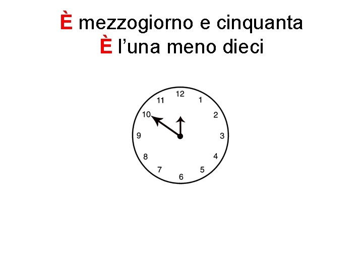 È mezzogiorno e cinquanta È l’una meno dieci 