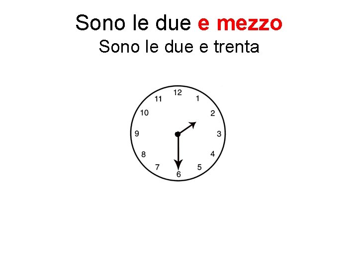 Sono le due e mezzo Sono le due e trenta 