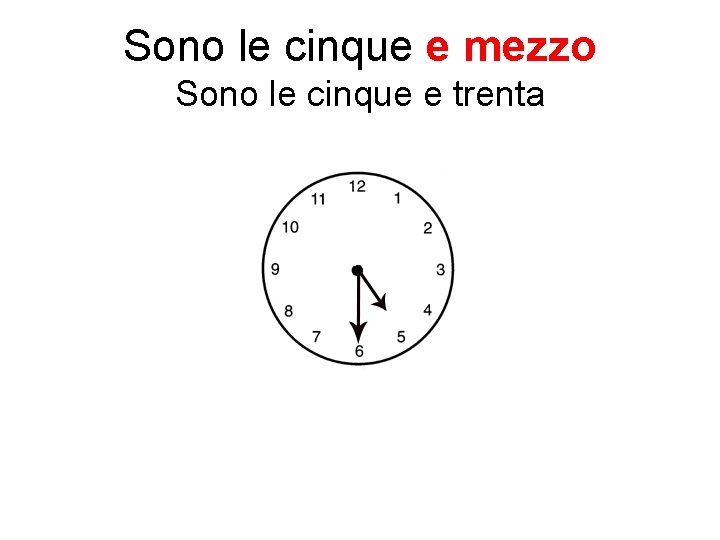 Sono le cinque e mezzo Sono le cinque e trenta 