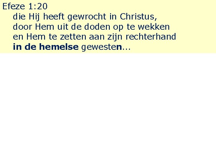 Efeze 1: 20 die Hij heeft gewrocht in Christus, door Hem uit de doden