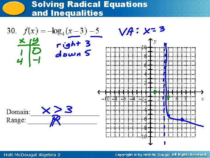 Solving Radical Equations and Inequalities Holt Mc. Dougal Algebra 2 