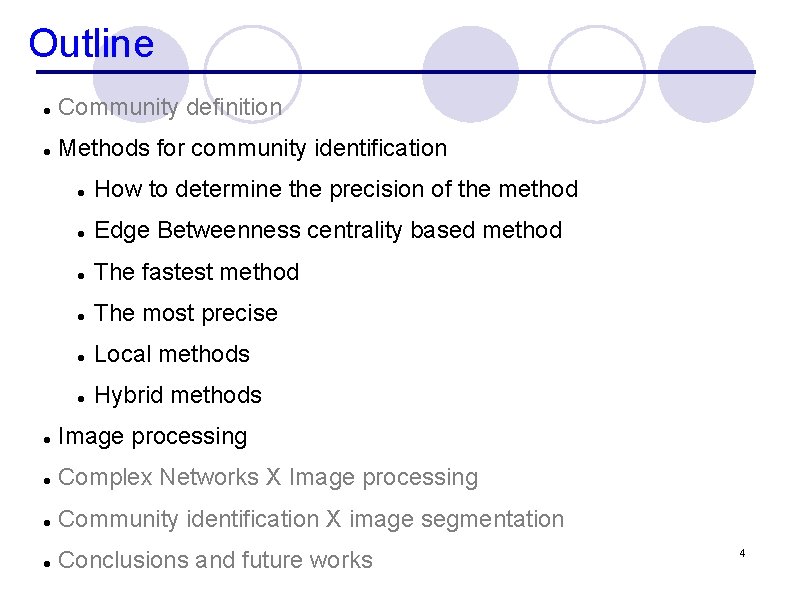 Application of community identification methods for image segmentation