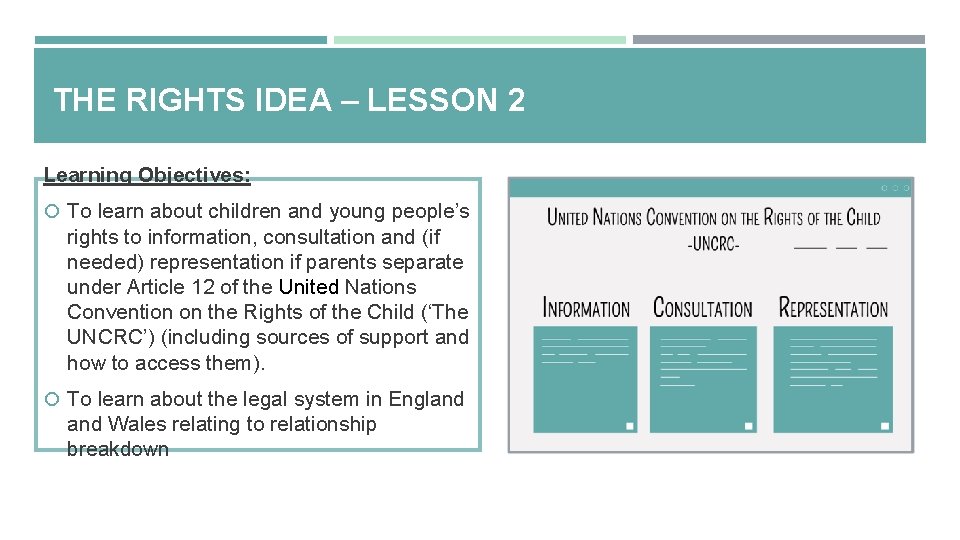 THE RIGHTS IDEA – LESSON 2 Learning Objectives: To learn about children and young