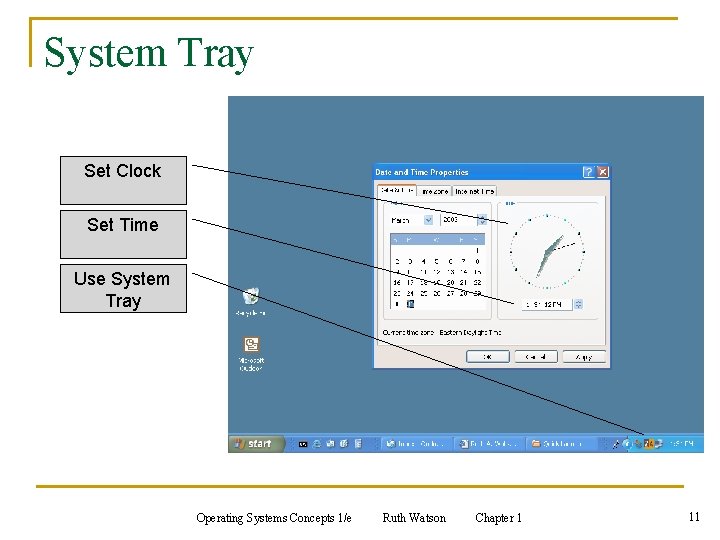System Tray Set Clock Set Time Use System Tray Operating Systems Concepts 1/e Ruth
