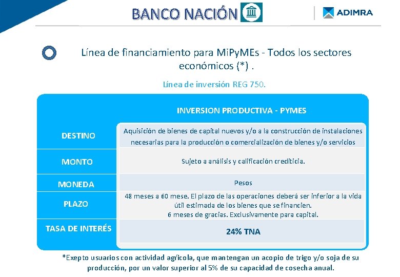 BANCO NACIÓN BANCO PROVINCIA - Re. Py. ME FINANCIAMIENTO DE BUENOS AIRES Línea de