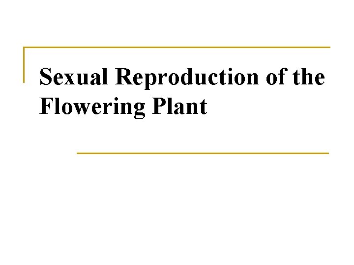 Sexual Reproduction of the Flowering Plant 