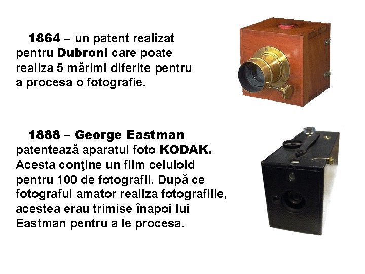 1864 – un patent realizat pentru Dubroni care poate realiza 5 mărimi diferite pentru