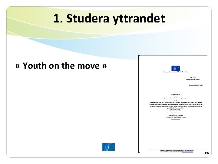 1. Studera yttrandet « Youth on the move » 