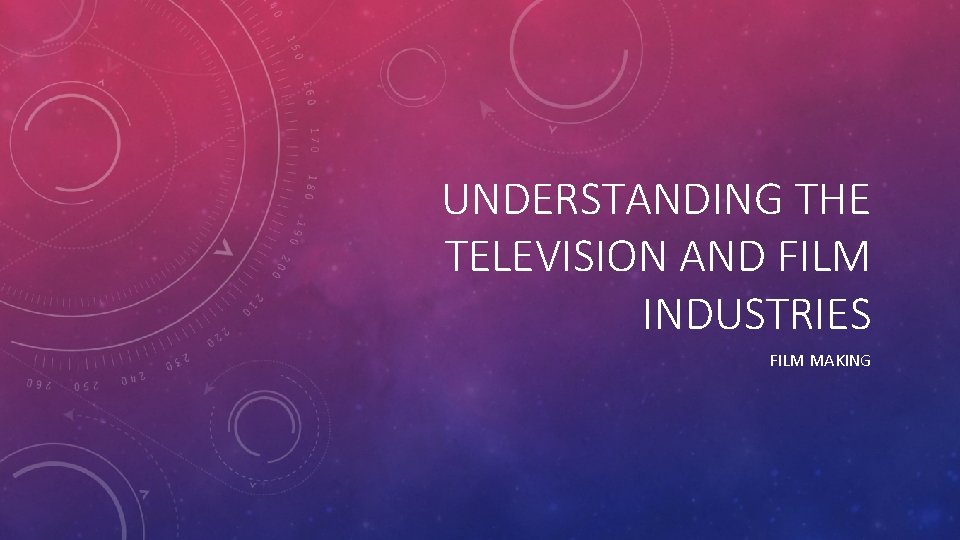 UNDERSTANDING THE TELEVISION AND FILM INDUSTRIES FILM MAKING 