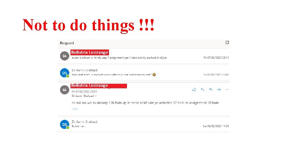 Not to do things !!! 