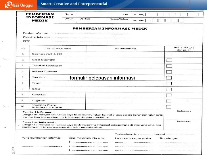 formulir pelepasan informasi 