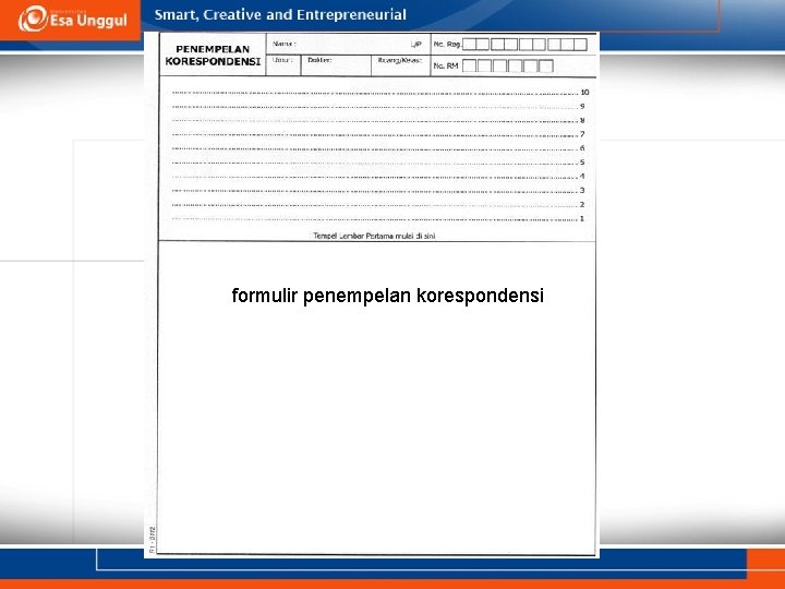 formulir penempelan korespondensi 