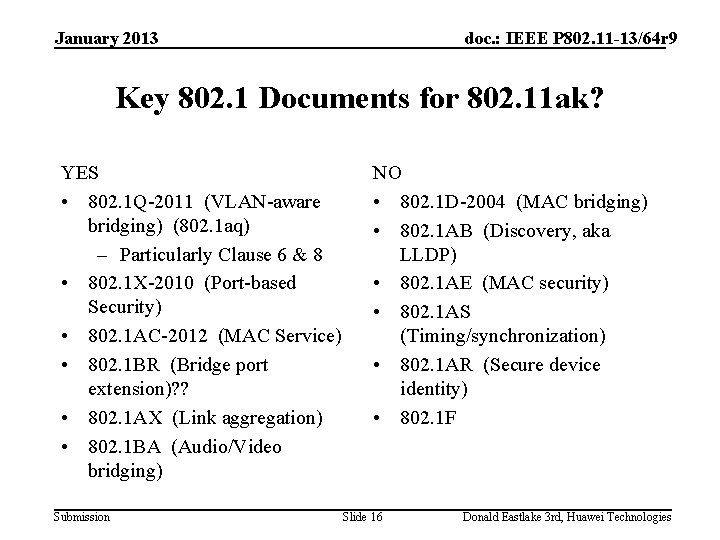 January 2013 doc. : IEEE P 802. 11 -13/64 r 9 Key 802. 1